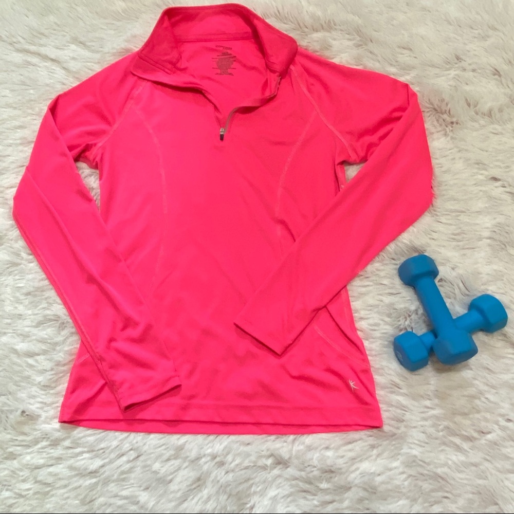 Danskin Now Neon Pink 3/4 Zip Workout Top